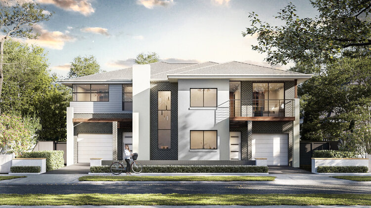 [Modern Villa Hight Quality Rendering with light Inside and Romantic Sky] #6983