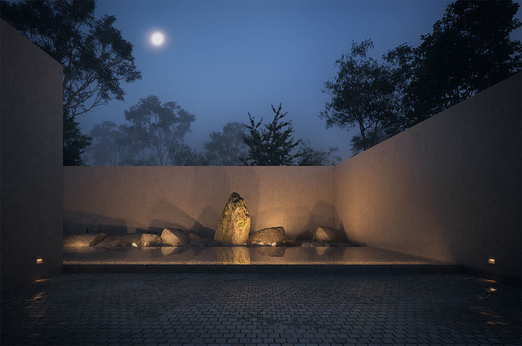 Tranquility / Reflecting Pool with decoration of Stones (Night) thumbnail