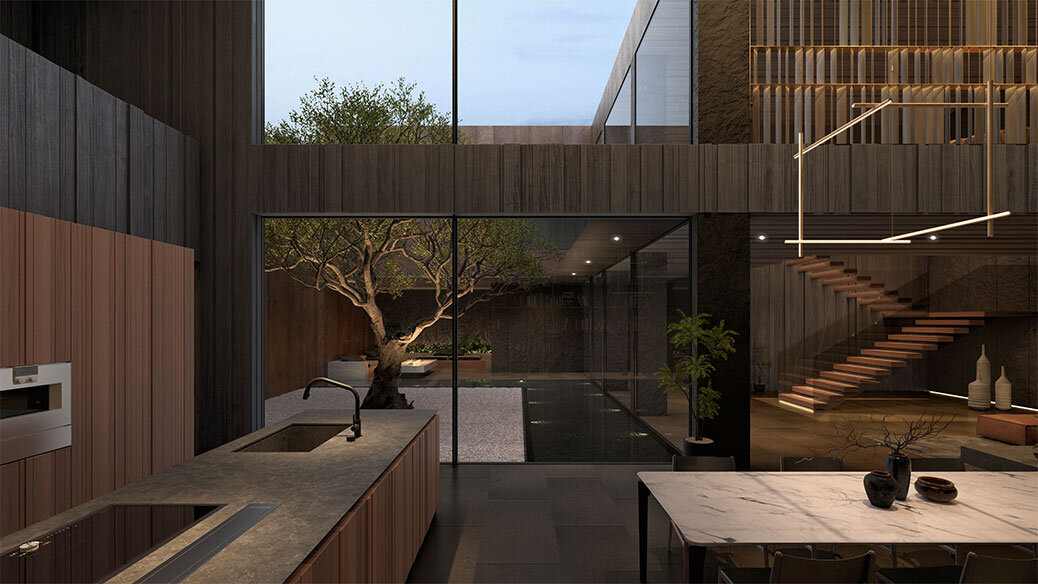 In Praise of Shadows / Kitchen & Dining with View to Inner Court thumbnail